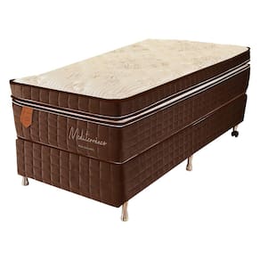 Cama Box Solteiro (Box + Colchão) 88X188X73 Mediterrâneo Prorelax Molas Ensacadas Euro Pillow - Marrom