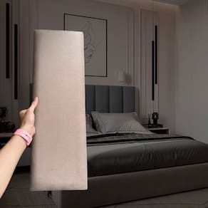 Kit 7 Módulos Estofados Cabeceira Cama Casal 20x60cm Bege