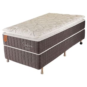 Cama Box Solteiro (Box + Colchão) 78x188x71 Safira Prorelax Molas Ensacadas Pillow Top Viscoelástico - Cinza