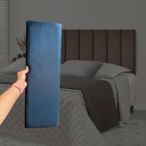 Kit 8 Módulos Estofados Cabeceira Cama Casal 20x60cm Azul