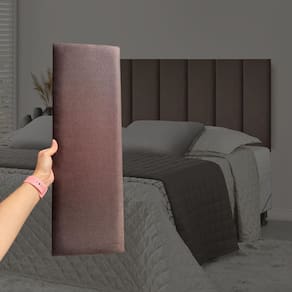 Kit 8 Módulos Estofados Cabeceira Cama Casal 20x60cm Marrom