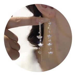 Brincos Femininos Strass Longo Luxo Festas Casamento