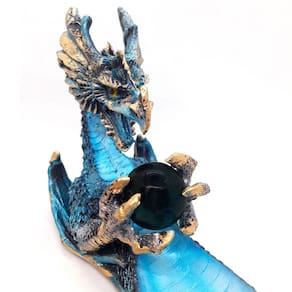 Incensário Vareta Dragão Azul Celestial Bola de Cristal 31cm