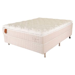 Cama Box Casal (Box + Colchão) 138X203X71 Safira Prorelax Molas Ensacadas Pillow Top Viscoelástico - Areia