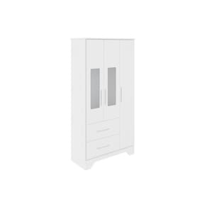 Guarda Roupa Bebê Popy Retrô c/ 3 Portas e 2 Gavetas Branco Brilho - Peroba