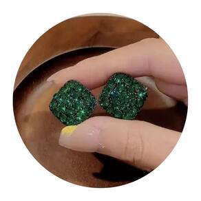 Brincos Femininos Verde Esmeralda Strass Luxo Casamento
