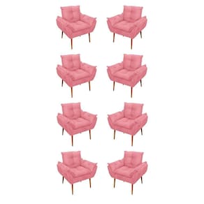 Kit 08 Poltronas Opala Decorativas Sala De Estar Suede Cor:rosa