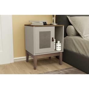 Mesa Lateral p/ Sala MB 1004 c/ 1 Porta e 1 Nicho Freijo/Off White - Movelbento