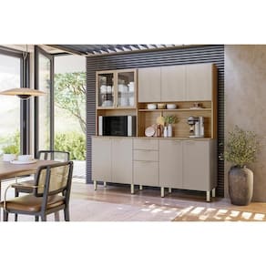 Kit de Cozinha Compacta Amora c/ 10 Portas e 2 Gavetas 198cm Amendola/Nude Prime TX - Demóbile