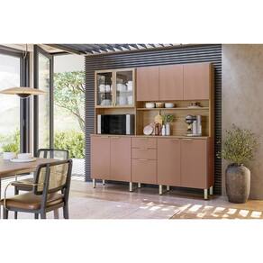 Kit de Cozinha Compacta Amora c/ 10 Portas e 2 Gavetas 198cm Amendola/Marsala - Demóbile