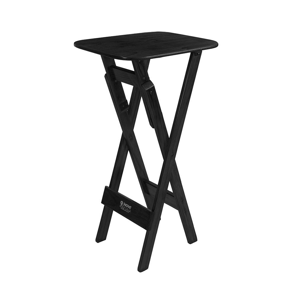 Mesa Bistrô Bar 45x54cm Dobrável Em Madeira Maciça - Preto