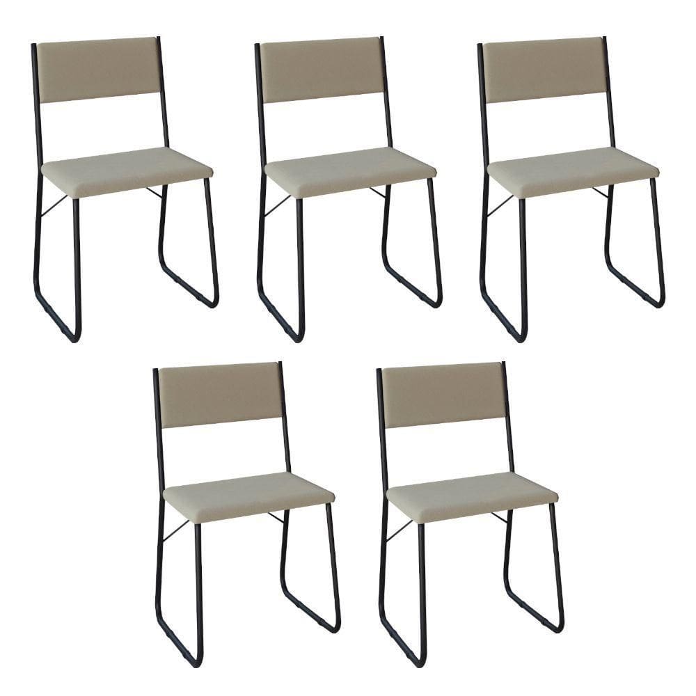 Kit 5 Cadeiras De Jantar Estofadas Angra Bege