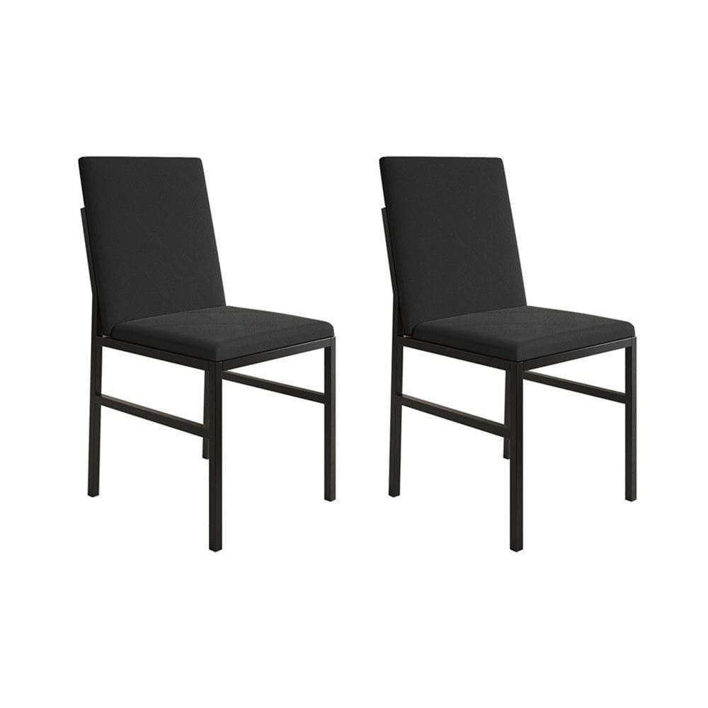 Kit 2 Cadeiras De Jantar Estofadas Mônaco Veludo Preto