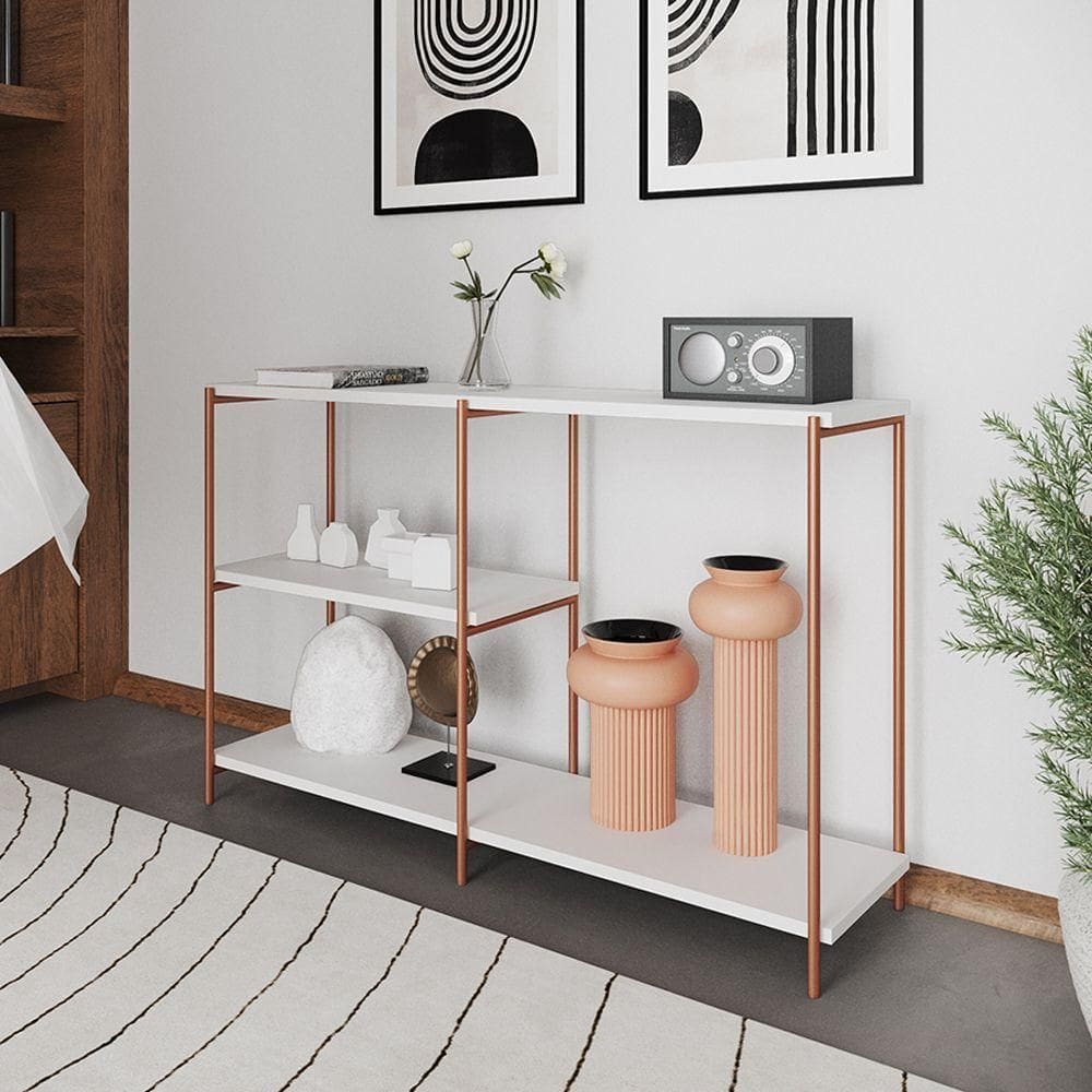 Aparador Industrial Artesania Cobre E Branco 120cm Preto