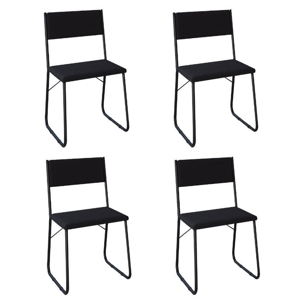 Kit 4 Cadeiras De Jantar Estofadas Angra Preto