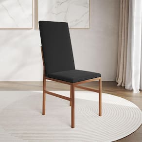 Cadeira De Jantar Estofada Mônaco Premium Cobre E Preto