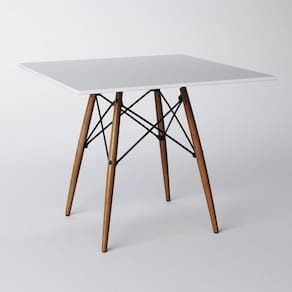 Mesa Dkr Eiffel Quadrado Tampo De Madeira 90cm Branco