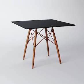Mesa Eiffel Wood Cobre Tampo De Madeira Quadrada 90cm Preto