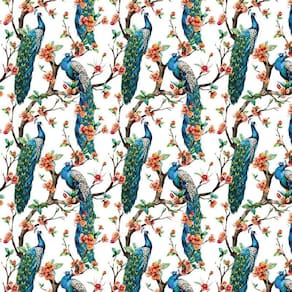 Papel De Parede Pássaro Pavão Autocolante Lavável Decorativo