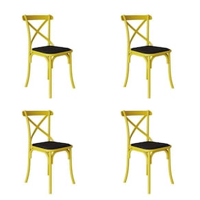 Kit 4 Cadeiras Katrina Assento Corano Preto Aço Amarelo Amarelo