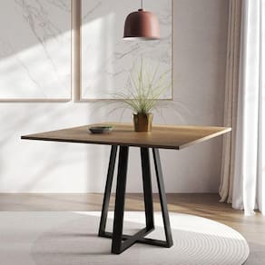 Mesa De Jantar Mônaco 110cm Tampo Imbuia Pés Preto Marrom