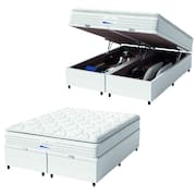 Cama Box Baú Casal Queen Colchão Molas Ensacadas Granville Com Pillow 158x198x69cm Branco Probel