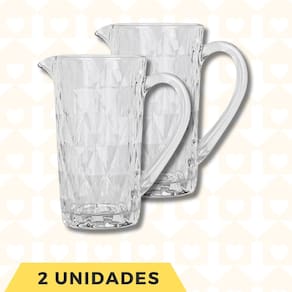 Jarras Vidro Resistente 1L Elegante Alça Mesa Posta 2 Uni