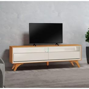 Rack Para Tv Até 75\" 2 Gavetas Com Led 1,80m Aústria Naturalle/off White - Mavaular