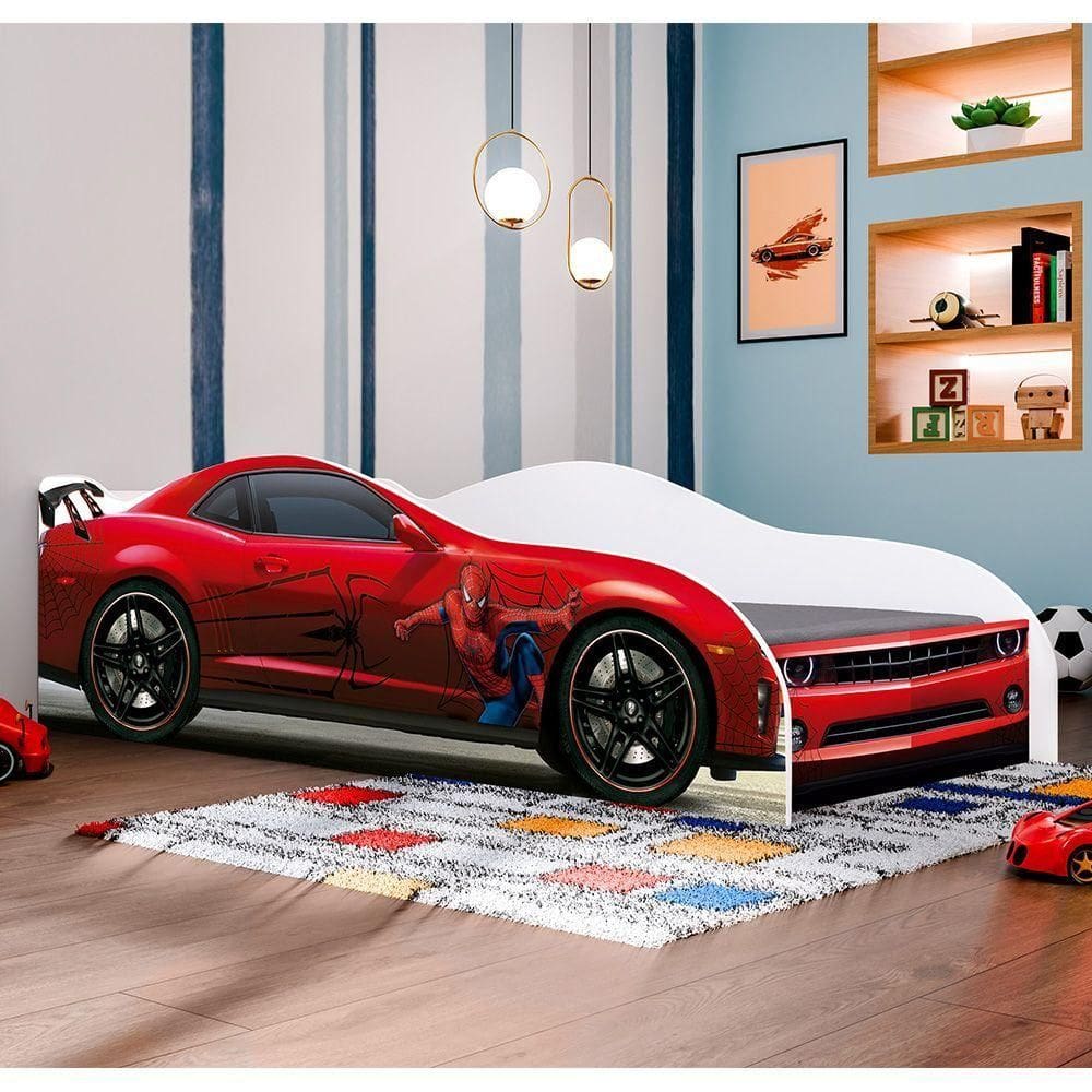 Mini Cama Juvenil Carro Personagem Cama Infantil Carro Homem Aranha Vermelho