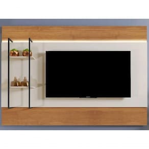 Painel Para Tv Até 65 Polegadas Granada Com Led 2 Prateleiras Naturalle/off White - Mavaular