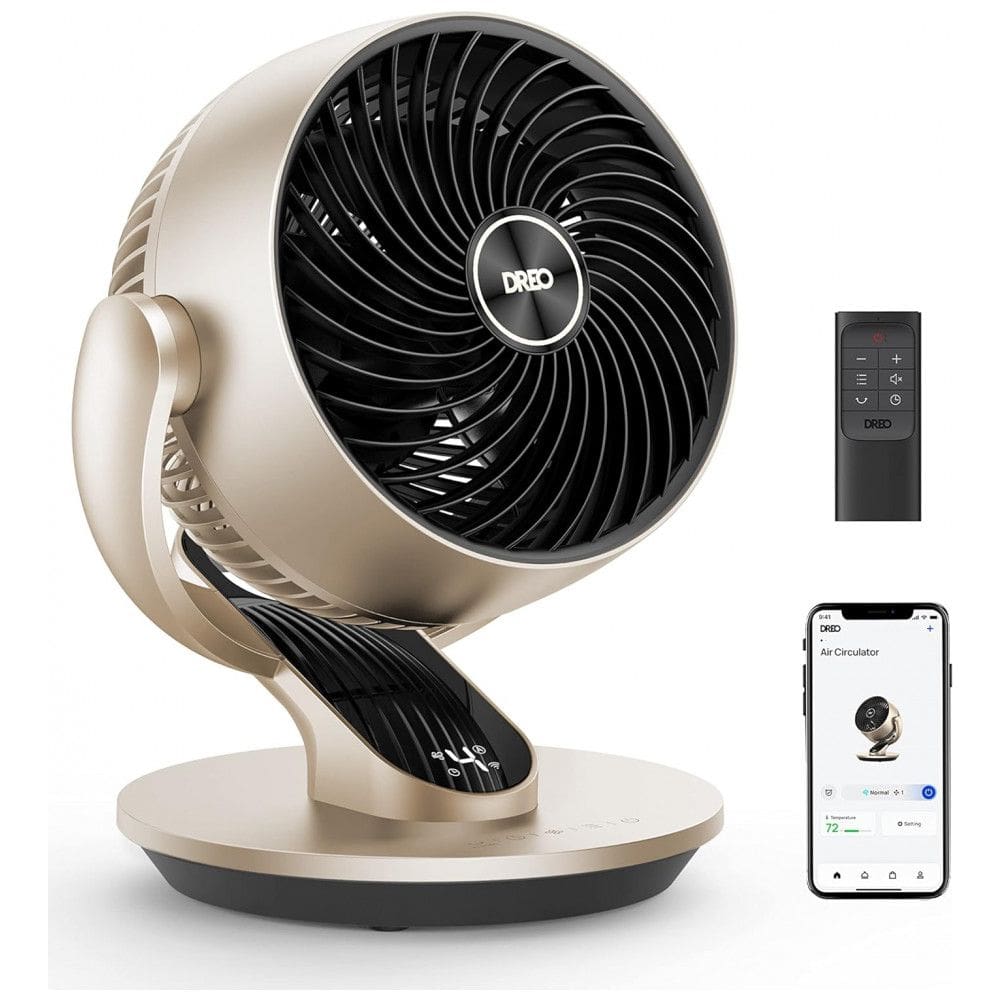 Ventilador de Mesa Inteligente com 4 Velocidades, 5 Modos, Temporizador, 52W 110V, Dreo, Dourado