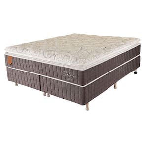 Cama Box Casal (Box + Colchão) 138X188X71 Safira Prorelax Molas Ensacadas Pillow Top Viscoelástico - Cinza