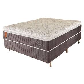 Cama Box Viúva (Box + Colchão) 128X188X71 Safira Prorelax Molas Ensacadas Pillow Top Viscoelástico - Cinza