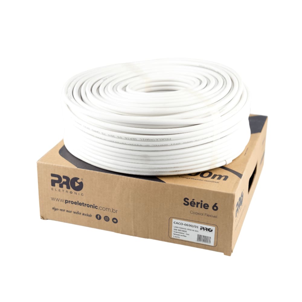 Cabo coaxial flexível RGC6 - 90% - 100m
