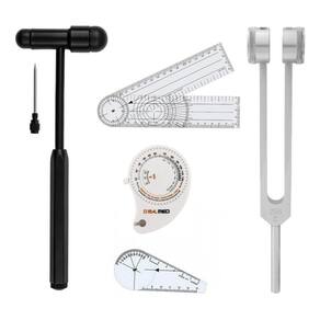 Kit Martelo Buck Preto + Trena Com IMC Retrátil + Diapasão 256hz + Goniometro Pequeno E Grande