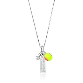 Colar Beach Tennis e Bolinha da Sorte Revestido em Ródio na corrente veneziana