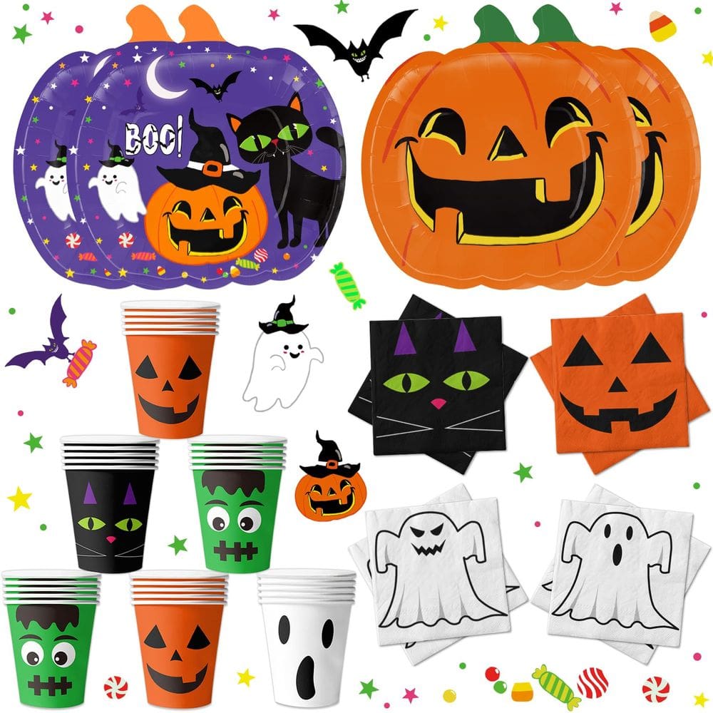 Suprimentos para festas LINHAXM Halloween Pumpkin 120 unidades