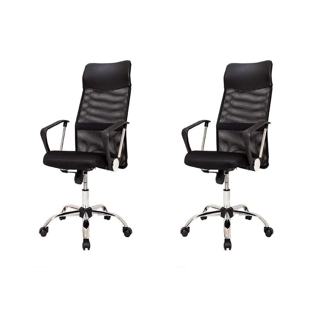 Kit 2 Cadeiras De Escritório Ergonômica Tela Mesh Preto
