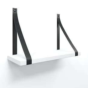 Prateleira Em Mdf Branco 40x15cm Com Alça Cor Preto