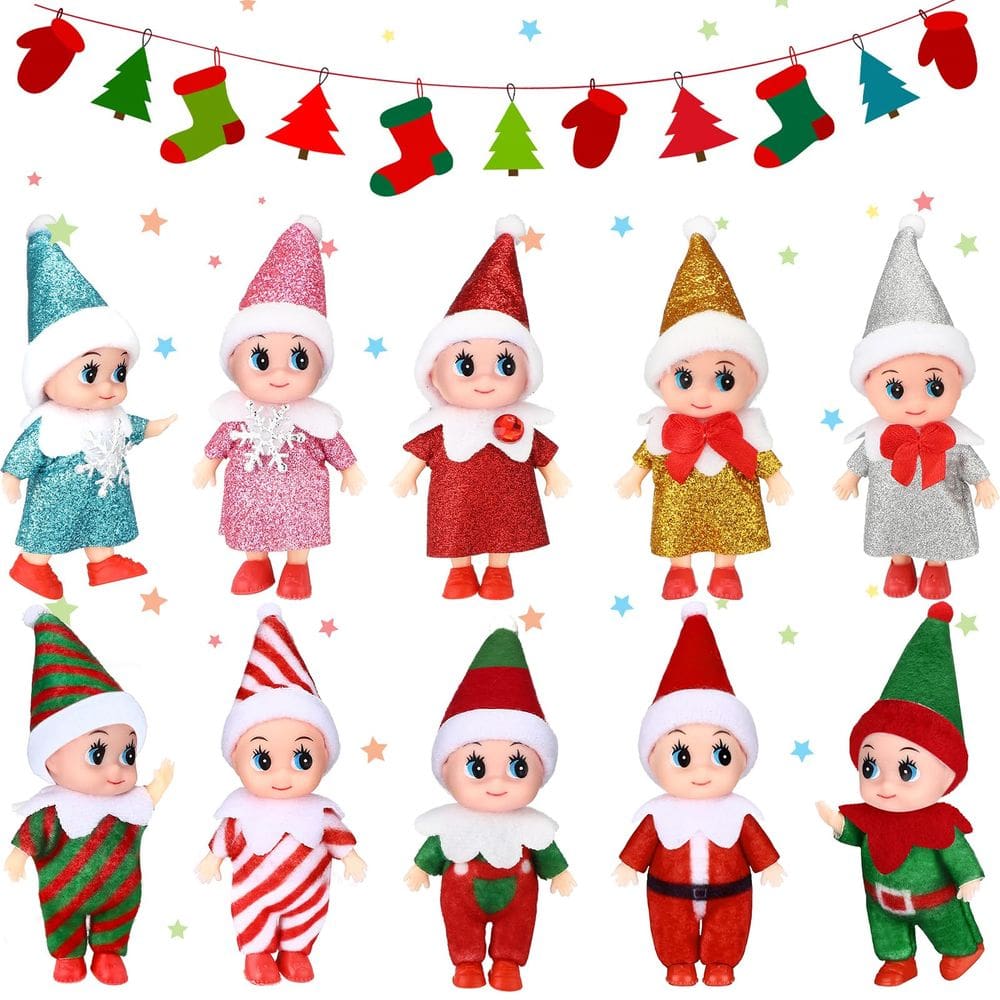 Miniatura de Natal da Plush Elf Dolls HyDren, 11 cm, 10 unidades