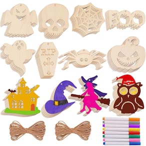 Crafts Max Fun Pintando Fatias de Madeira para Halloween 60 unidades para crianças