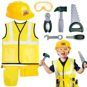 Conjunto de ferramentas infantis para fantasias de trabalhador da construção civil Popsunny