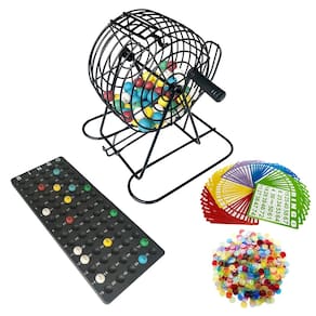 Conjunto de jogos de bingo Yuanhe Deluxe com gaiola de metal, 50 cartas e 75 barras