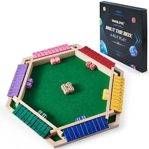 Jogo Shut The Box Vamslove para 6 jogadores com 16 dados e bolsa