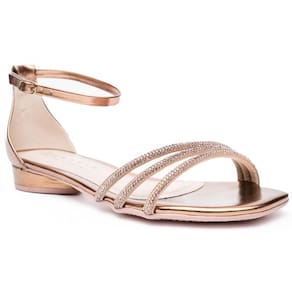 Sandália Casual Ramarim Tiras Strass Feminina - Dourado