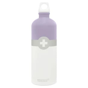 Garrafa Siggs Swiss Logo Alumínio 1Lt Lilás Branca e Prata