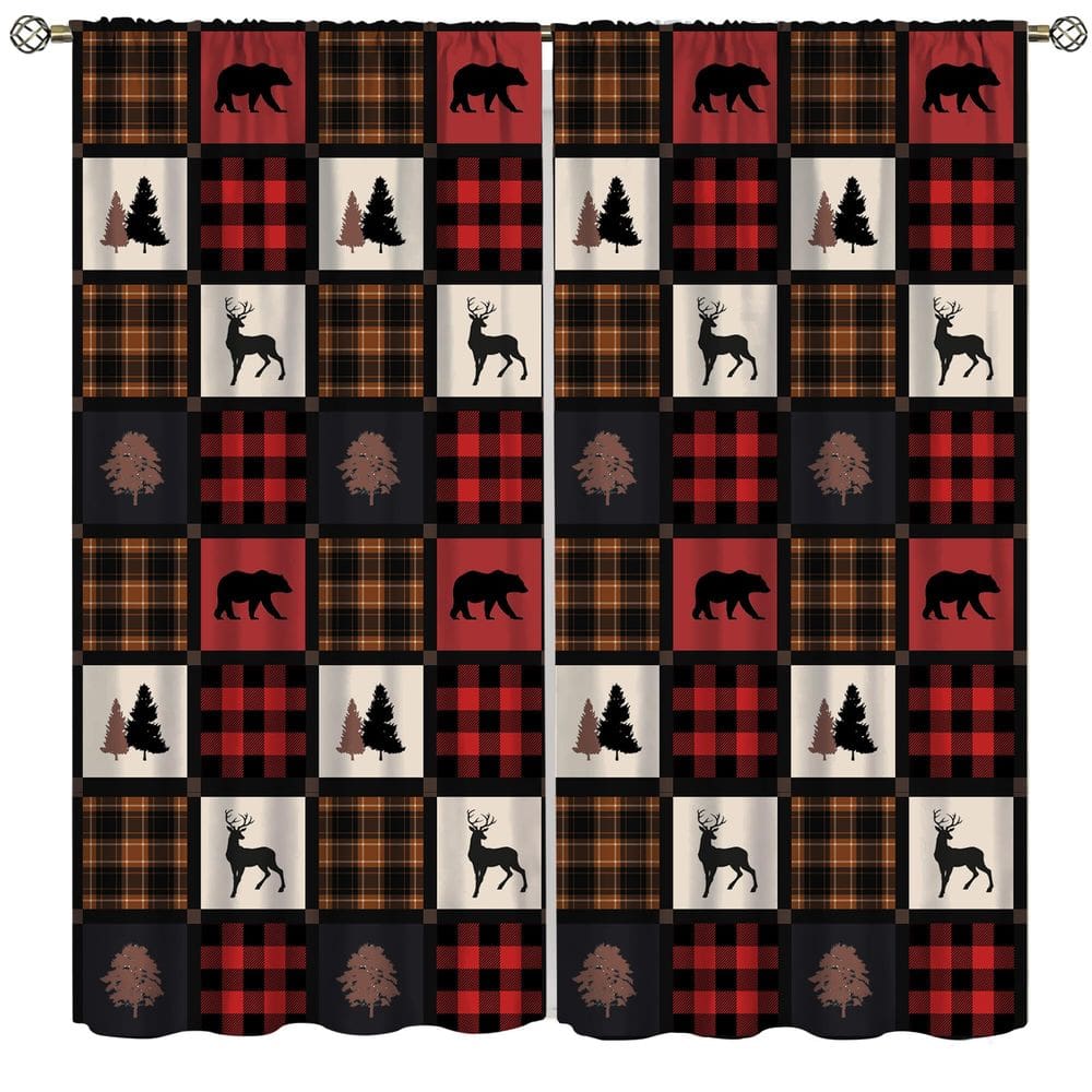 Cortinas Ycness Cabin Retro Rustic Lodge Blackout 107x160cm