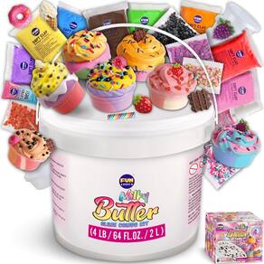 Slime Kit FunKidz Milky Butter, balde de 2 litros com 29 suplementos de 4 libras