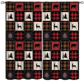 Cortinas Ginness Cabin Retro Rustic Lodge Blackout 132x213cm