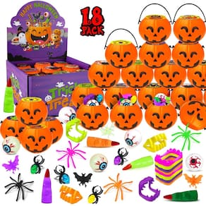 Lembrancinhas de festa de Halloween LEASEN 144 unidades para crianças com bolo de abóbora
